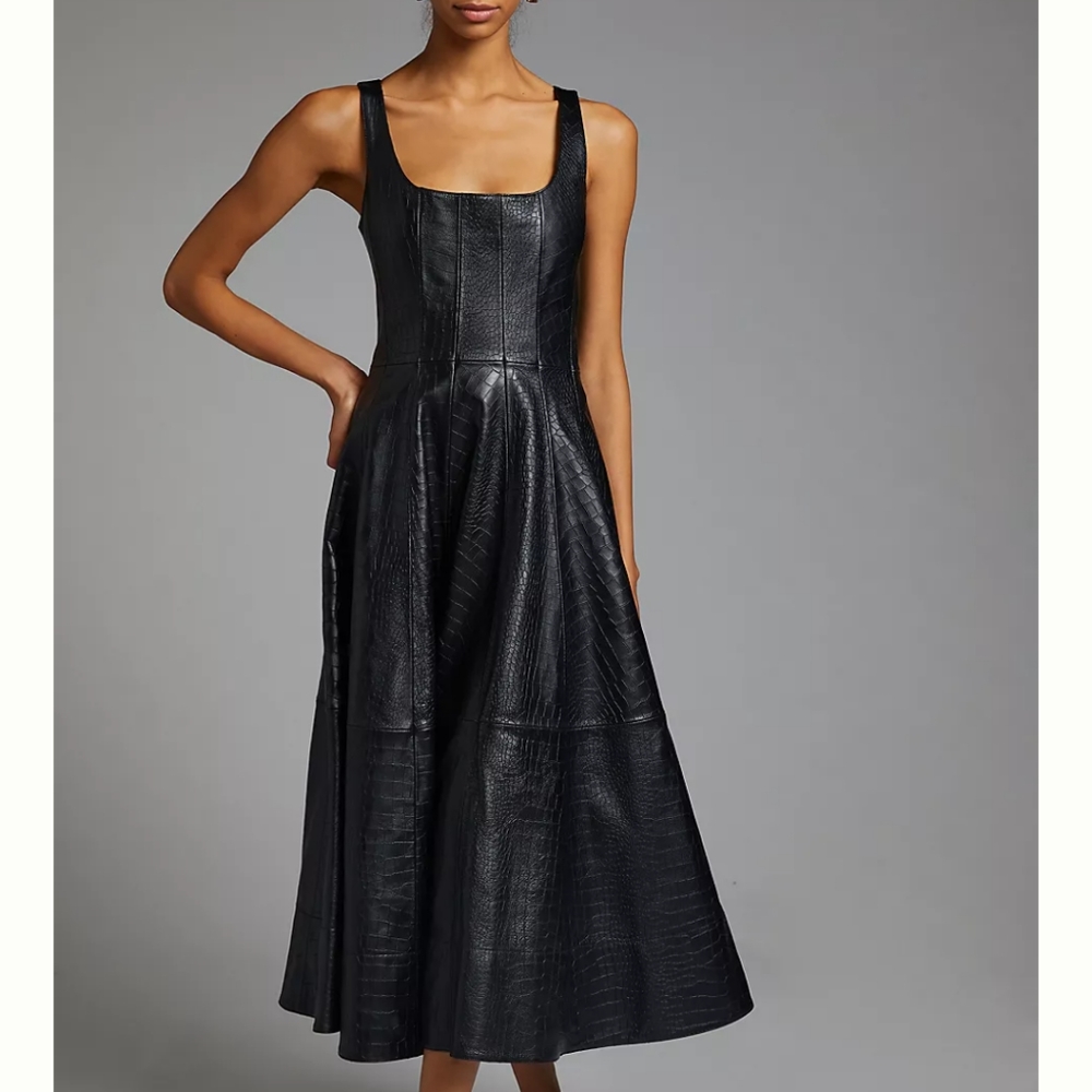 Anthropologie Avec Les Filles Faux Alligator Leather Midi Dress